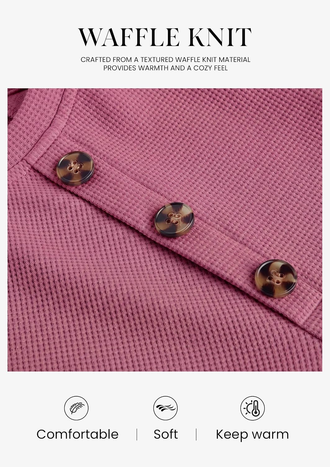 Soft Stretchy Tops. Casual Crew Neck. Raglan Sleeves with Deco Buttons. Loose Fit Tunics.